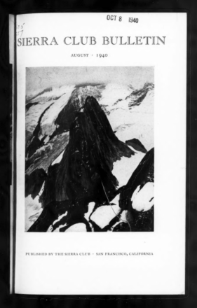 Sierra Club Bulletin 1940 Vol 25 No 4 August cover